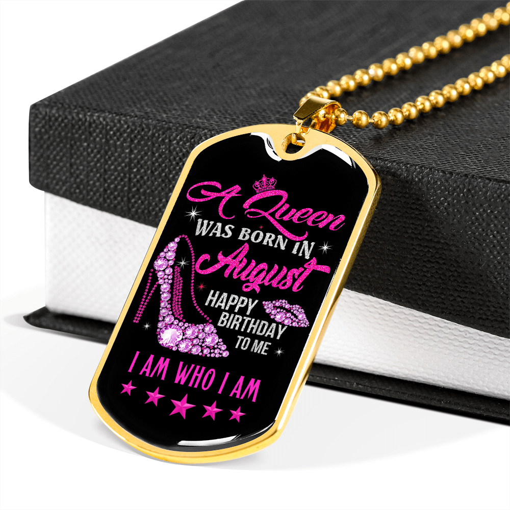 I AM AUGUST QUEEN TAG NECKLACE