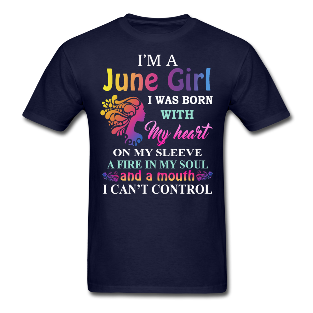 JUNE GIRL FIRE IN SOUL UNISEX SHIRT - navy