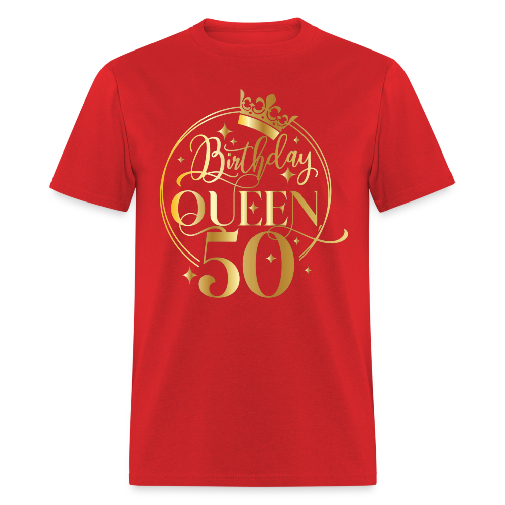 BIRTHDAY QUEEN 50 SHIRT - red