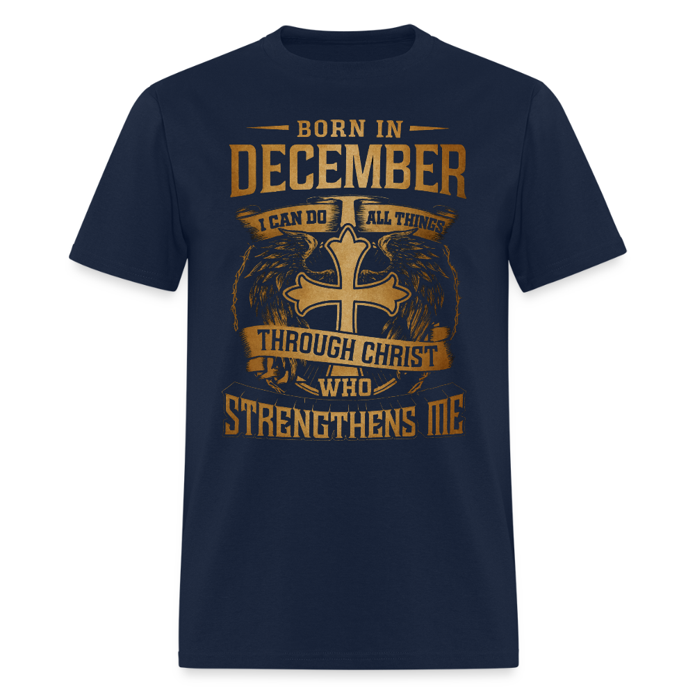 DECEMBER BORN THROUGH CHRIST - navy