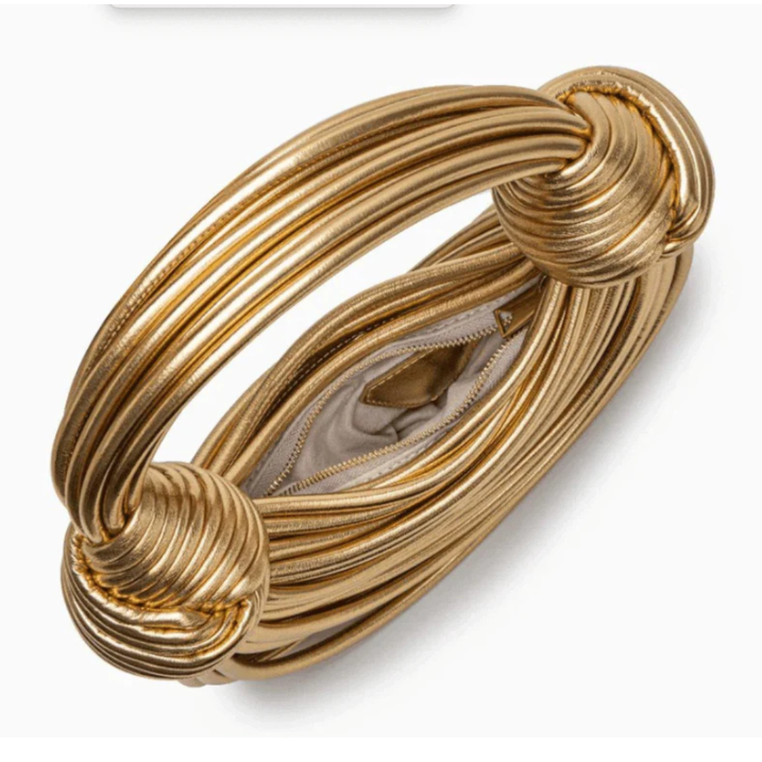 Gold Luxury Noodle Rope Knotted Handwoven Handbag