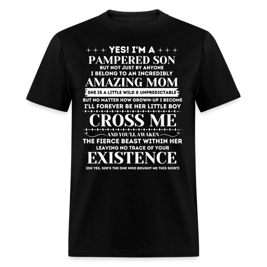 PAMPERED SON AMAZING MOM SHIRT - black