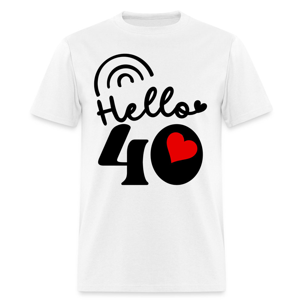 HELLO 40 HEART SHIRT - white