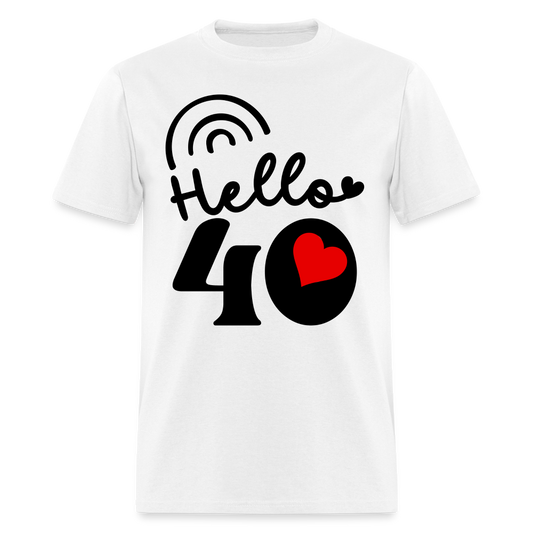 HELLO 40 HEART SHIRT - white