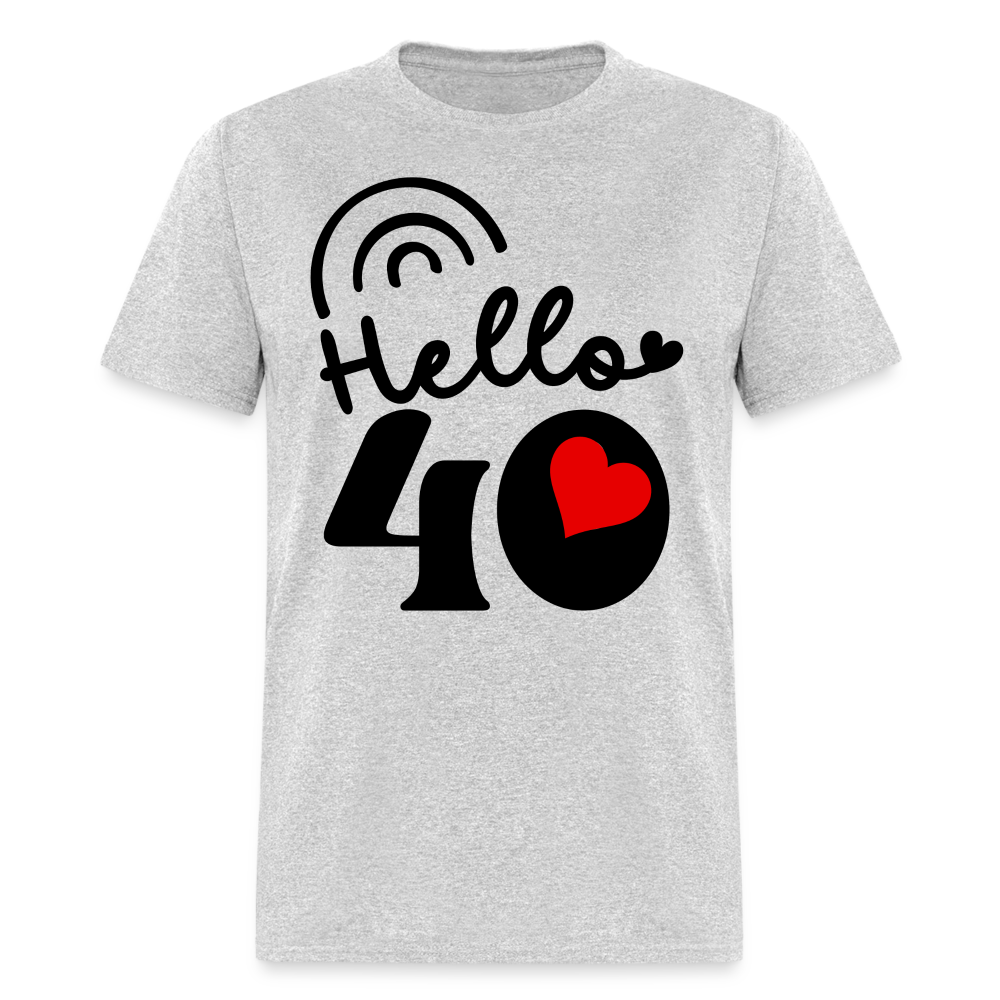HELLO 40 HEART SHIRT - heather gray