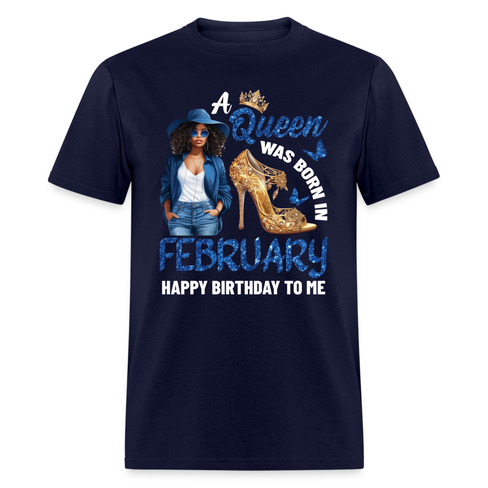 QUEEN BORN IN FEB SHIRT - navy