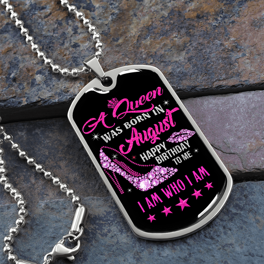 I AM AUGUST QUEEN TAG NECKLACE