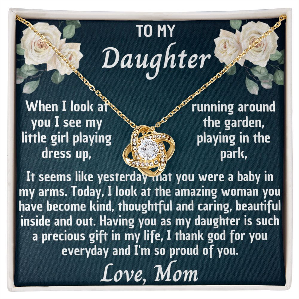 MY BABY GIRL DAUGHTER LOVE KNOT NECKLACE