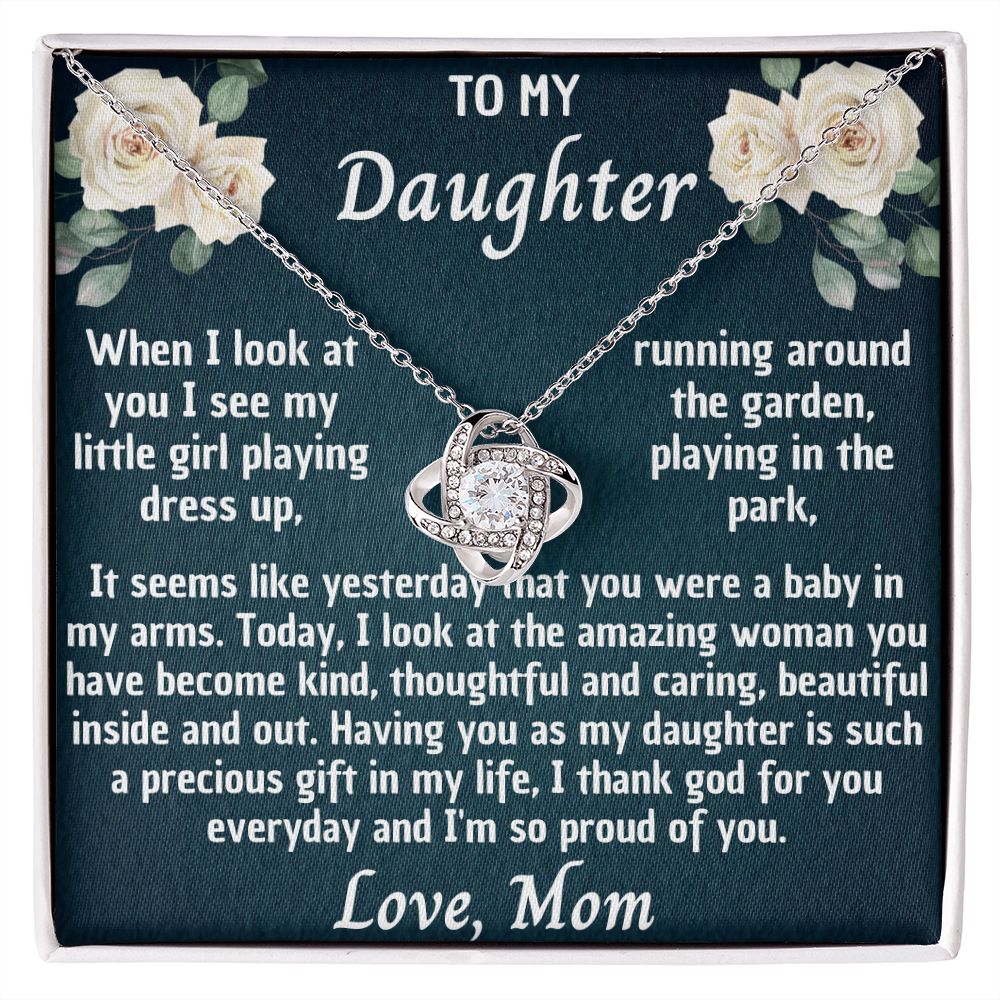 MY BABY GIRL DAUGHTER LOVE KNOT NECKLACE
