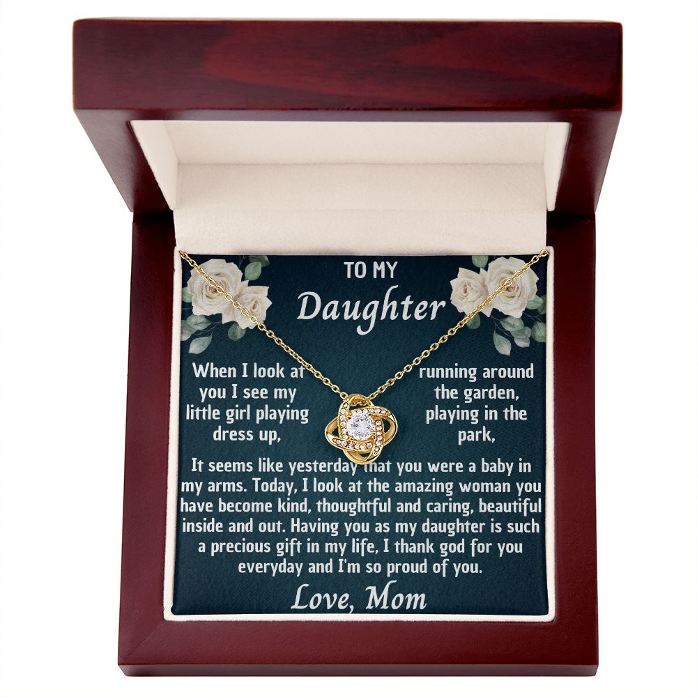 MY BABY GIRL DAUGHTER LOVE KNOT NECKLACE