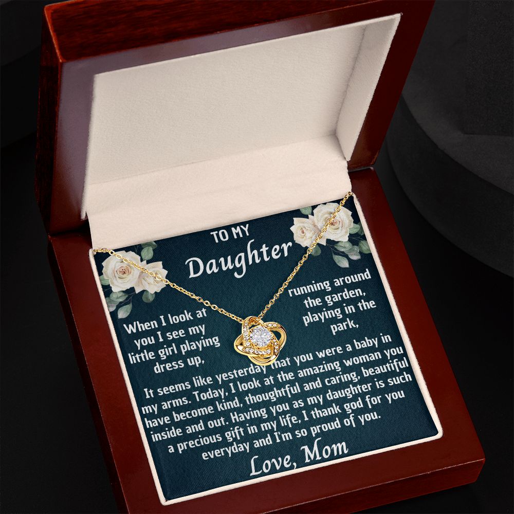 MY BABY GIRL DAUGHTER LOVE KNOT NECKLACE