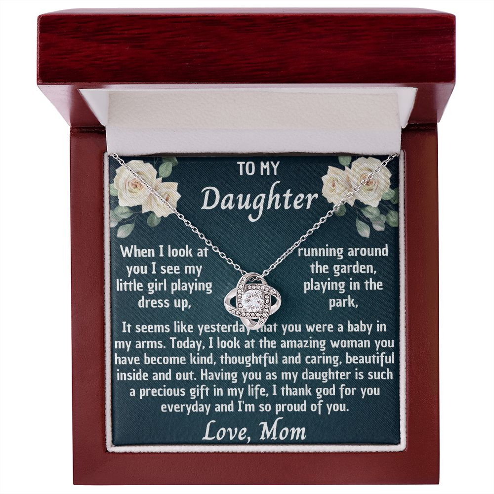 MY BABY GIRL DAUGHTER LOVE KNOT NECKLACE
