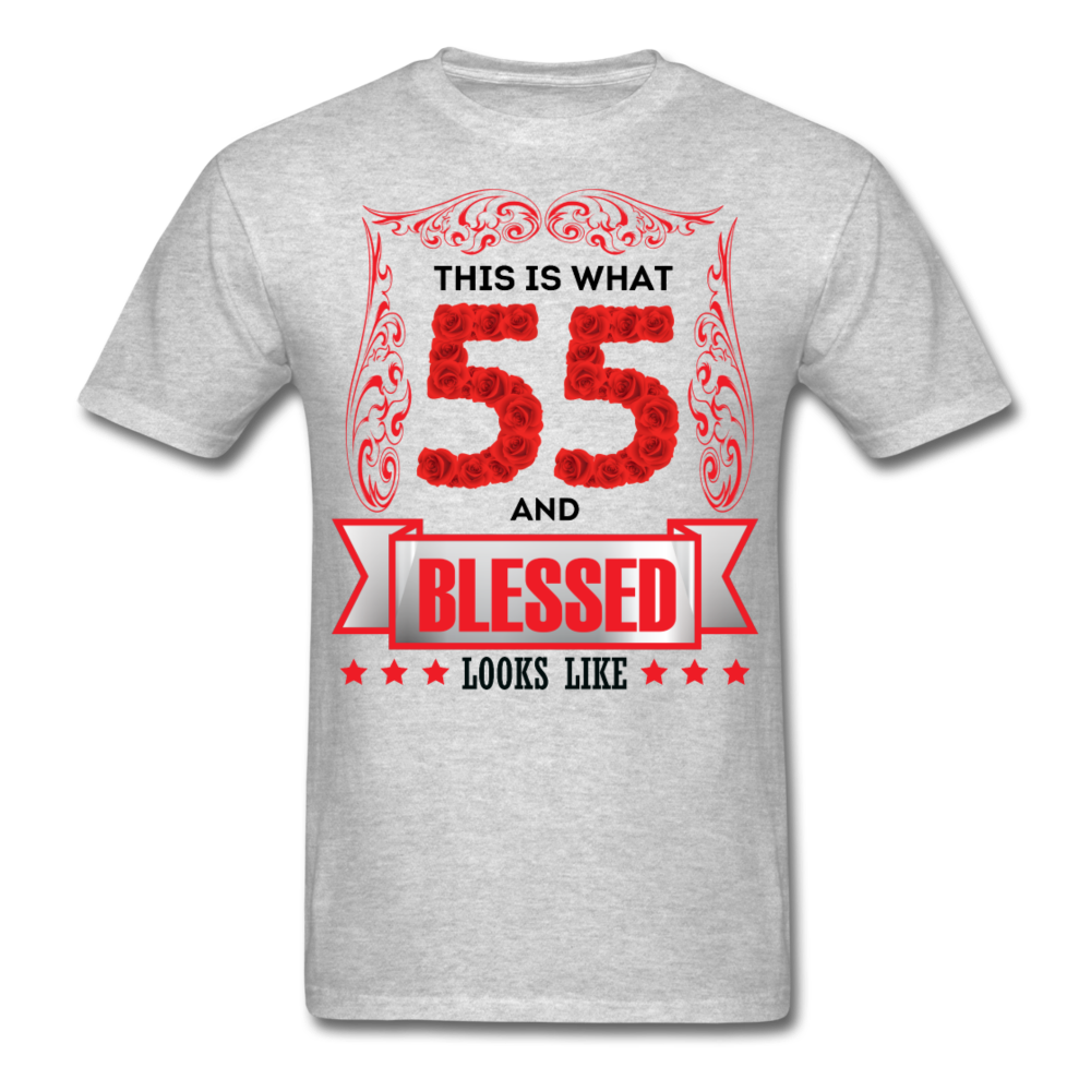 55 AND BLESSED SHIRT NEW - heather gray