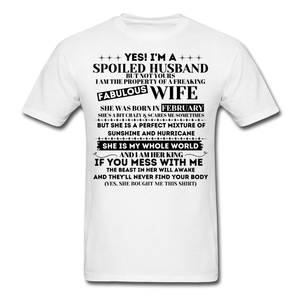 SPOILED HUSBAND FEB WIFE SHIRT - white