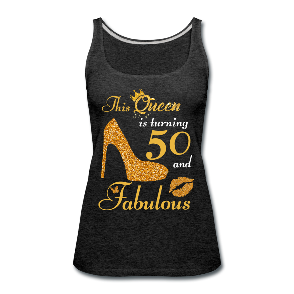 QUEEN TURNING 50 TANK - charcoal gray