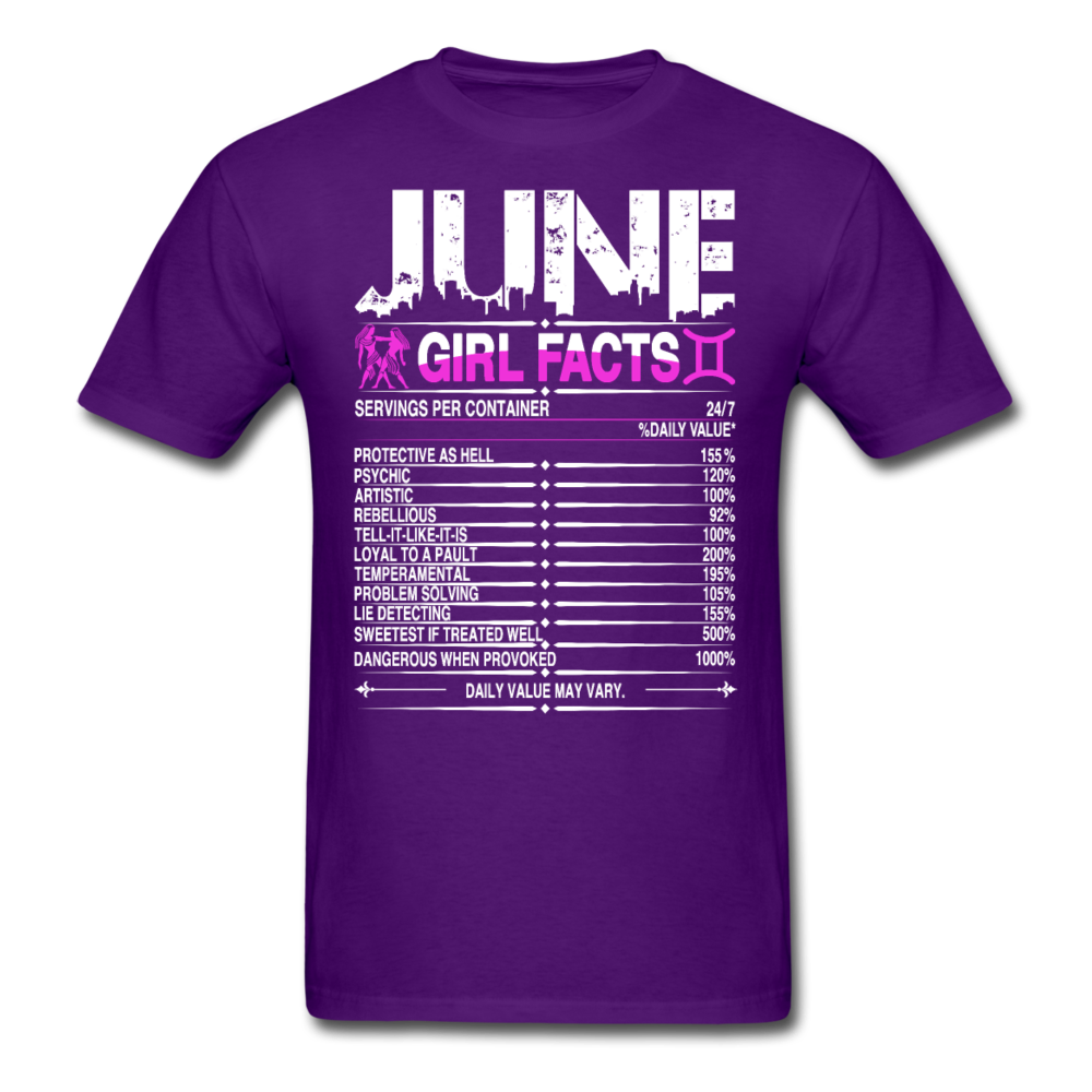 JUNE GIRL FACTS UNISEX SHIRT - purple