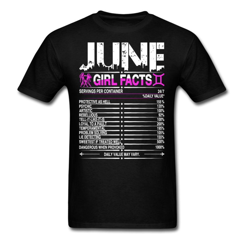 JUNE GIRL FACTS UNISEX SHIRT - black