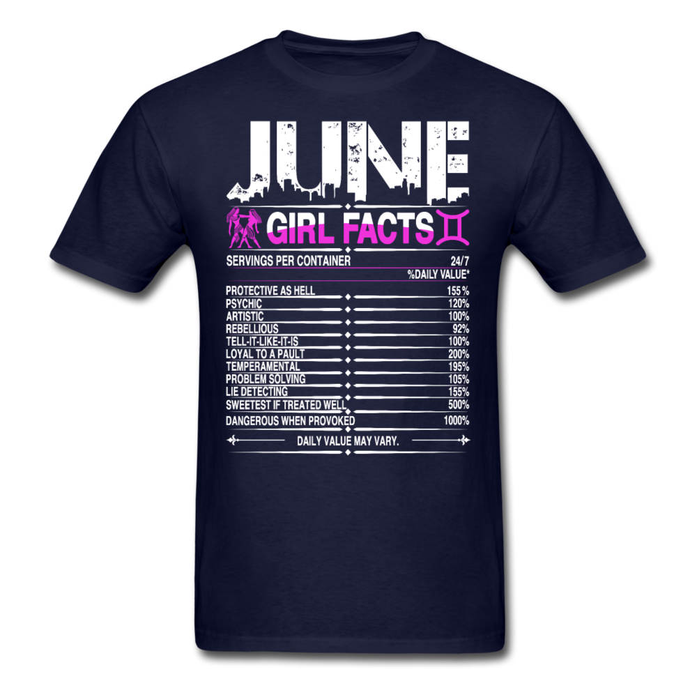 JUNE GIRL FACTS UNISEX SHIRT - navy