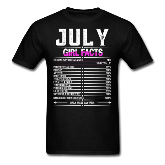 JULY GIRL FACTS UNISEX SHIRT - black