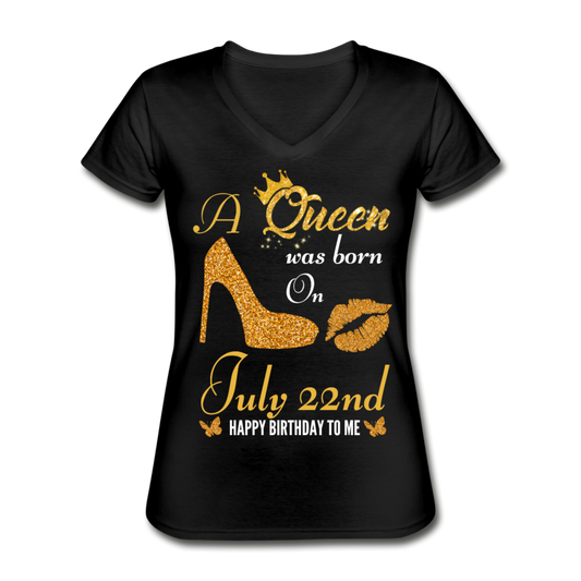 QUEEN 22ND JULY V-NECK SHIRT - black
