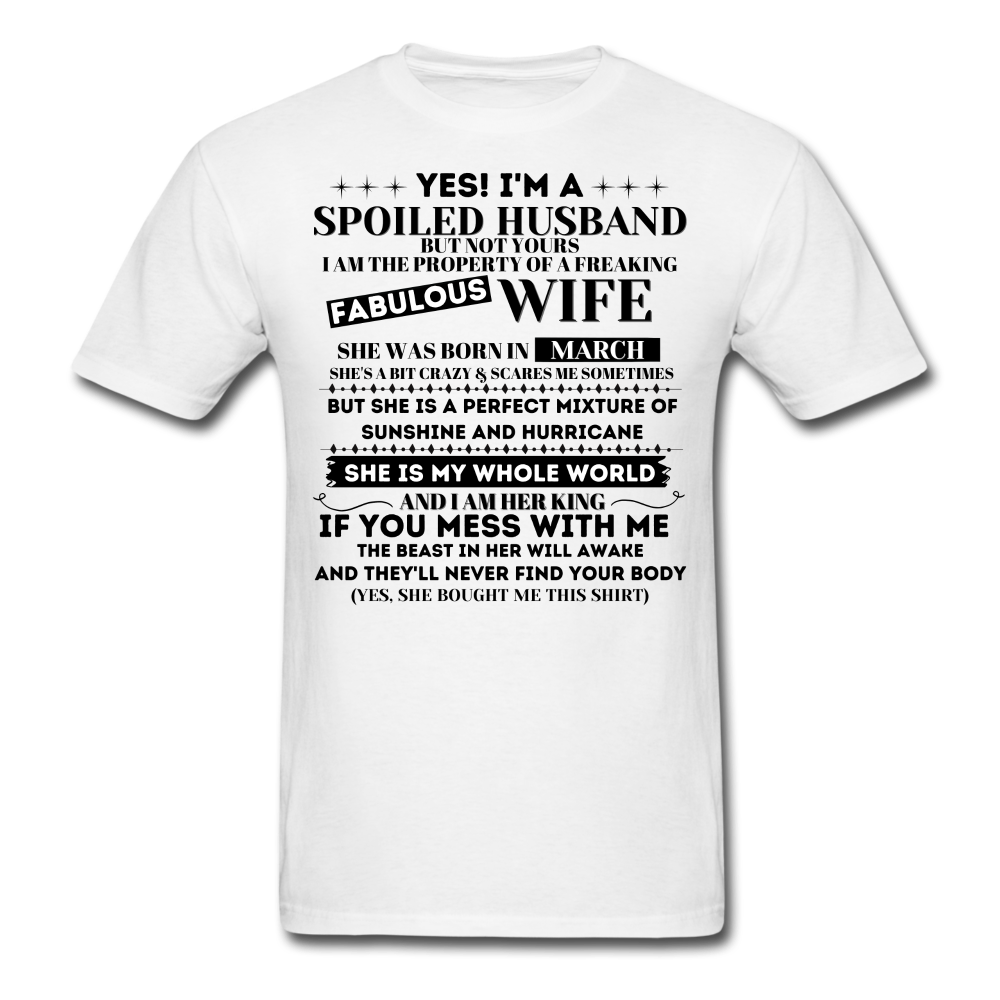 SPOILED HUSBAND MARCH WIFE SHIRT - white