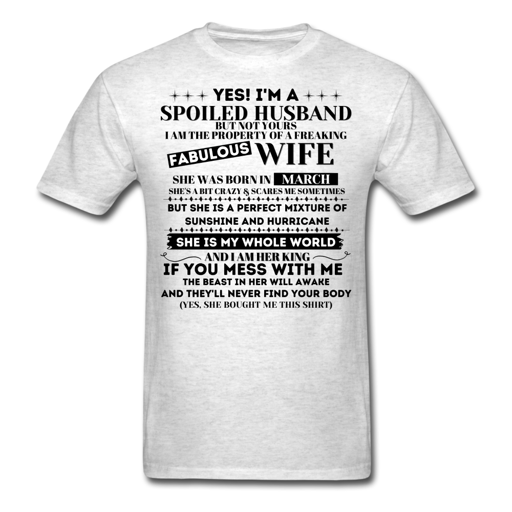 SPOILED HUSBAND MARCH WIFE SHIRT - light heather gray