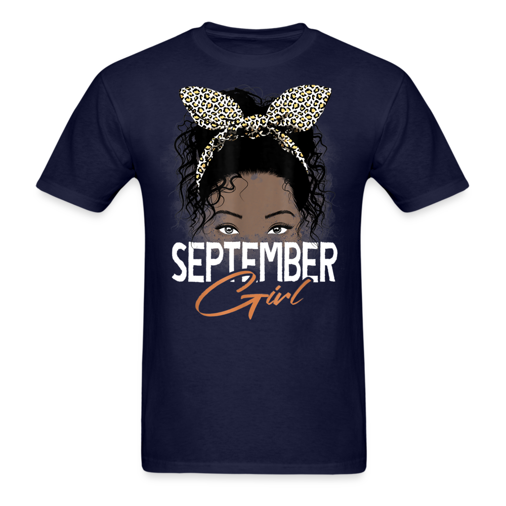SEPTEMBER AFRO GIRL UNISEX SHIRT - navy