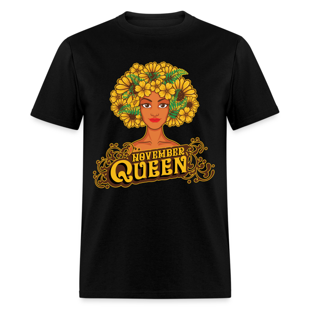 QUEEN NOVEMBER FLOWER UNISEX SHIRT - black