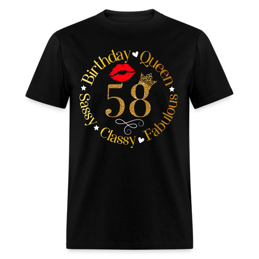 BIRTHDAY QUEEN 58 SASSY SHIRT - black