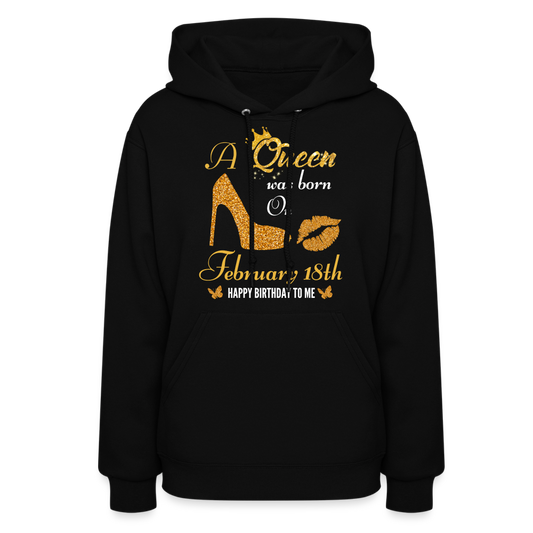 QUEEN 18TH FEB WOMEN'S HOODIE - black